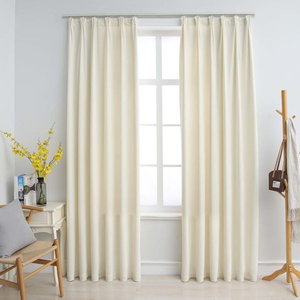 vidaXL Verdunkelungsvorhänge mit Haken 2 Stk. Samt Creme 140x175cm 134516