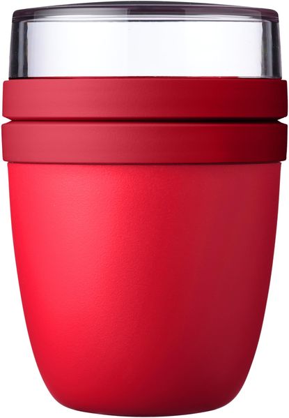 Mepal - Lunchpot Ellipse - Praktischer Joghurtbecher & Müslibecher - Unterteilung für Joghurt & Müsli - Geeignet für Gefrierschrank, Mikrowelle & Spülmaschine - 500 ml + 200 ml - Campus Red