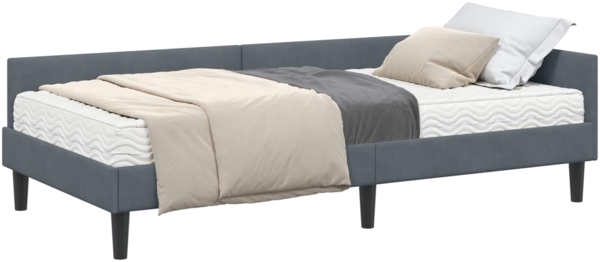 vidaXL Eckbettgestell mit Matratze Sonstiges 2 pcs Grau Samt 3393687