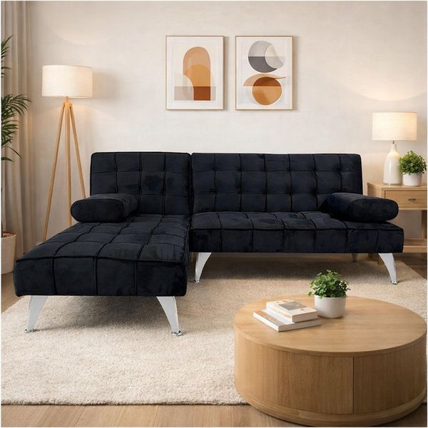 HTI-Living Ecksofa Ecksofa Miranda mit Bettfunktion Velvet Schwarz, Stück 1 Teile, Schlafcouch