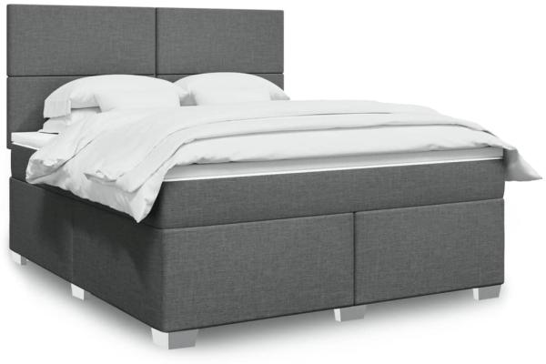 vidaXL Boxspringbett mit Matratze Dunkelgrau 180x200 cm Stoff 3292861