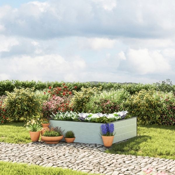 GFP HALFSIZE Aluminium Hochbeet - Platzsparendes & Stabiles Gartenbeet in Aluminium eloxiert - 119 x 119 x 39 cm - Ideales halbhohes Modell für Familien-Gartenspaß