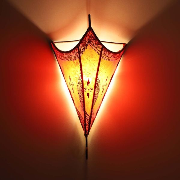Marokkanische Leder Wandlampe Mouna Rot