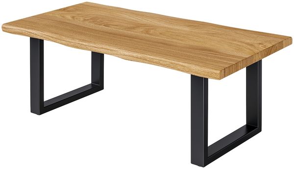 skølm 'Orm' Couchtisch, aus Eichenholz, mit U-förmigen Metallkufen, 110 x 55 cm, natur geölt, Sofatisch aus echter Baumkante Bild 10