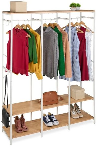 Relaxdays Garderobe offen Kleiderstangen & Ablagen