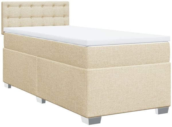 vidaXL Boxspringbett mit Matratze Creme 90x200 cm Stoff 3288090 Bild 3