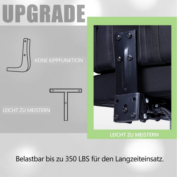 Dowinx Gaming-Stuhl Taschenfederkissen mit Kopfstützenmassage, ergonomisches Design, mit Fußstütze, Grau Bild 2