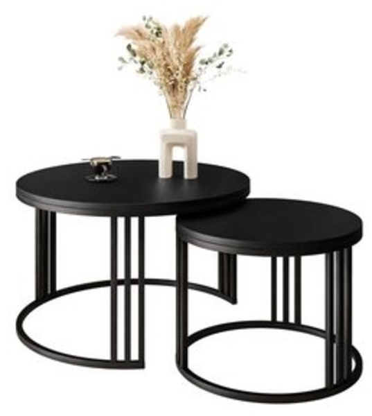 Lookway Couchtisch LORI 2in1 mit Platte in Schwarz Matt (2er Set), Durchmesser: ⌀70 cm und ⌀50 cm Bild 6