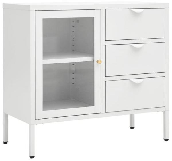 vidaXL Sideboard Weiß 75x35x70 cm Stahl und Hartglas 336074