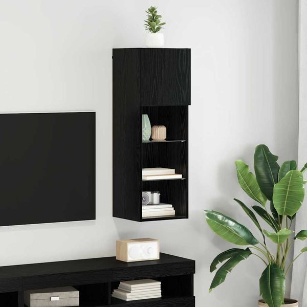vidaXL Wandmontierter TV-Schrank Schwarz Eichen-Optik Holzwerkstoff 882952
