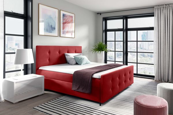 99rooms Primo Boxspringbett 200x200 cm Kunstleder SOFT Rot