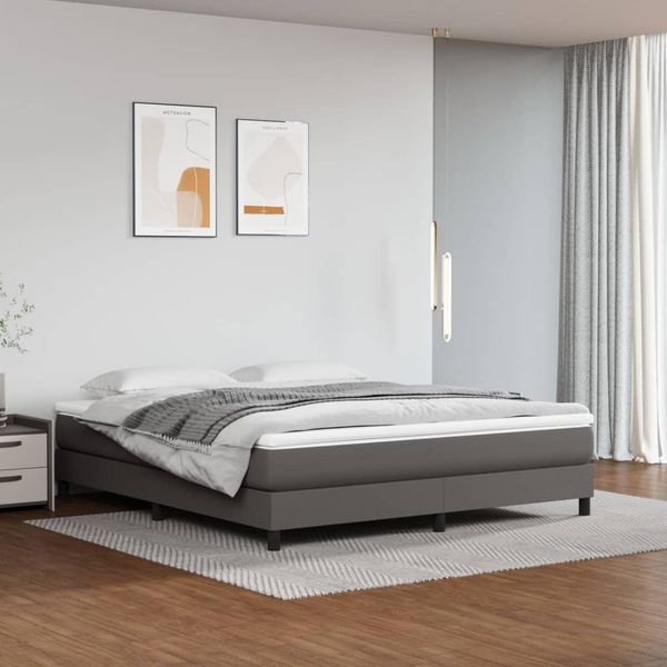 vidaXL Boxspringbettgestell Grau 160x200 cm Kunstleder 3120710