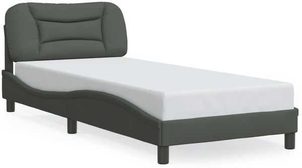 Einzelbettgestell Design für Erwachsene mit LED ohne Matratze Dunkelgrau 80x200 cm Stoff d3530e
