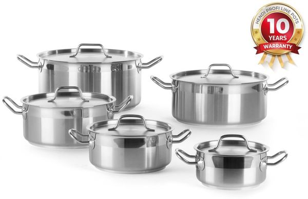 HENDI Kochtopf, niedrig - mit Deckel, Profi Line, 1,5L, ⌀160x(H)75mm