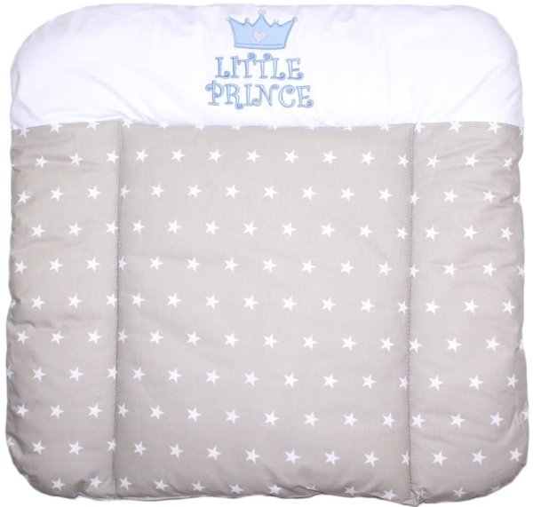 Wickelauflage mit Applikation -Prince Sternchen auf Grau - Wickeltischauflage Baby Auflage (70x50 cm)
