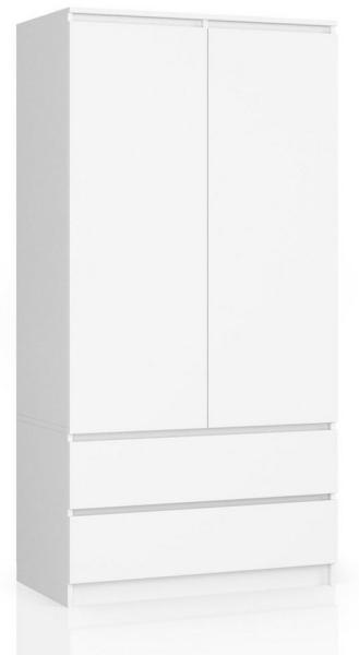 Home Collective Kleiderschrank weiß, Schrank mit 2 Türen und 2 Schubladen 90cm breit