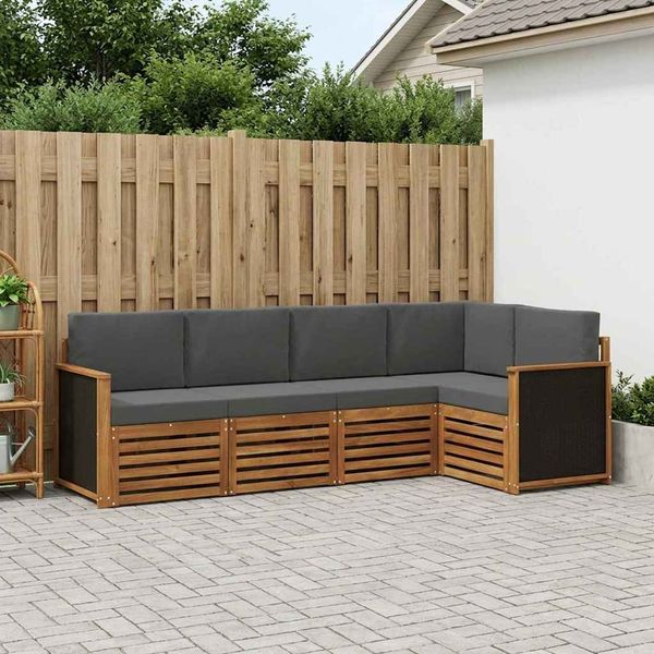 vidaXL Ecksofa Set mit Kissen 4 pcs Natur und Anthrazit 3384343