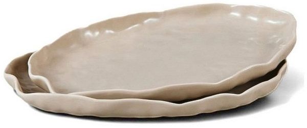 EKA Servierschale Angles Beige Servierschalen, Porzellan, (2-tlg)