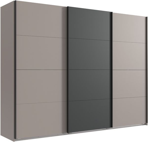 Schwebetürenschrank Kleiderschrank 270cm 3-türig Zubehör Sand Grau u. Anthrazit
