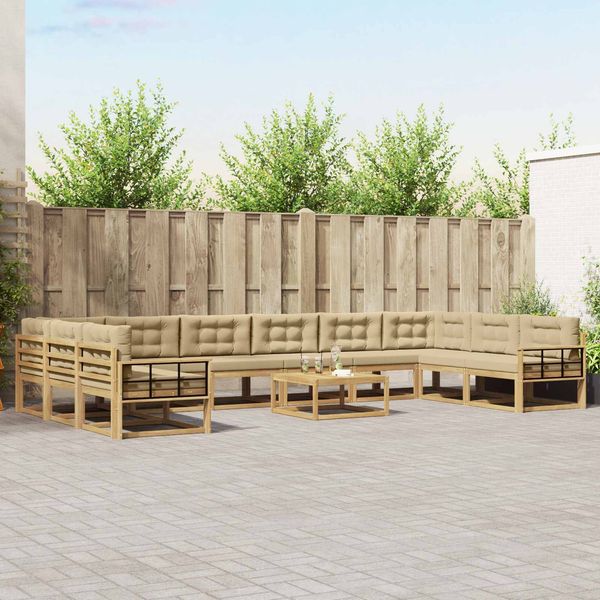 vidaXL Outdoor-Sofagarnitur mit Kissen 11 pcs Weiß und Beige 3387152