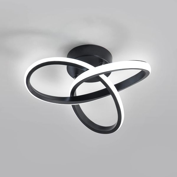 Goeco LED Deckenleuchte, Deckenlampe 20W 2200LM, LED Lampe Schwarz für Wohnzimmer Schlafzimmer Flur Küche Balkon, Durchmesser 25cm, Dimmbar 3000K / 4500K / 6500K