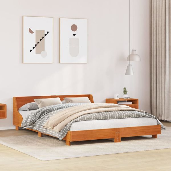 vidaXL Massivholzbett ohne Matratze Wachsbraun 160x200 Kiefernholz 850724