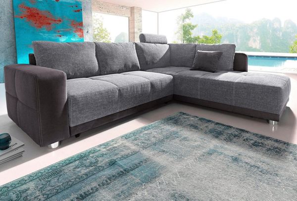 Jockenhöfer Gruppe Ecksofa Orlando L-Form, mit Bettfunktion, Bettkasten und Federkern, mit 1 oder 3 Kopfstützen