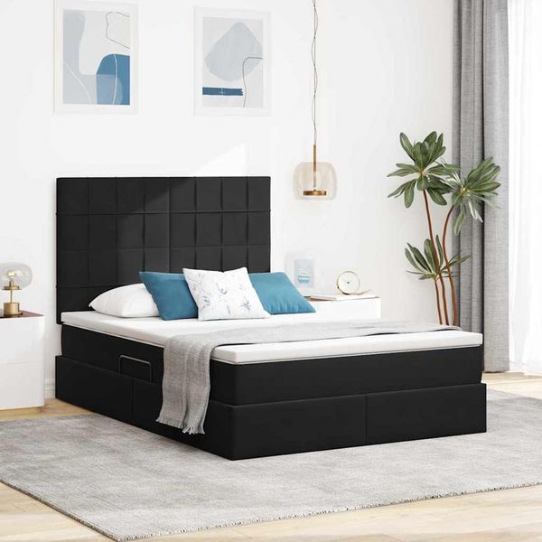 vidaXL Aufbewahrungsbett mit Matratze Schwarz 140 x 190 cm Samt 3372029