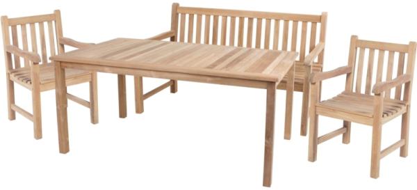 4tlg. Teak Tischgruppe Gartenmöbel Gartentisch Garten Armsessel Sessel Tisch