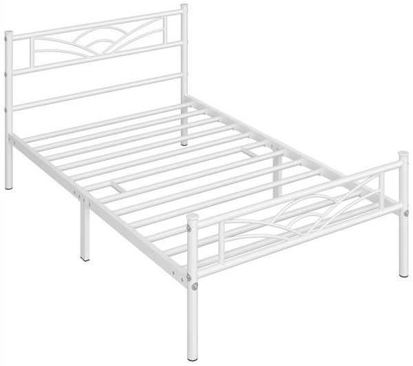 Yaheetech Metallbett mit Lattenrost, Wolkenmuster, Metall Weiß, 90x200 cm