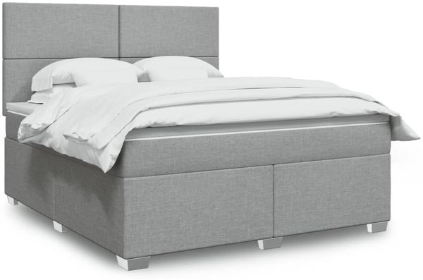 vidaXL Boxspringbett mit Matratze Hellgrau 180x200 cm Stoff 3290560