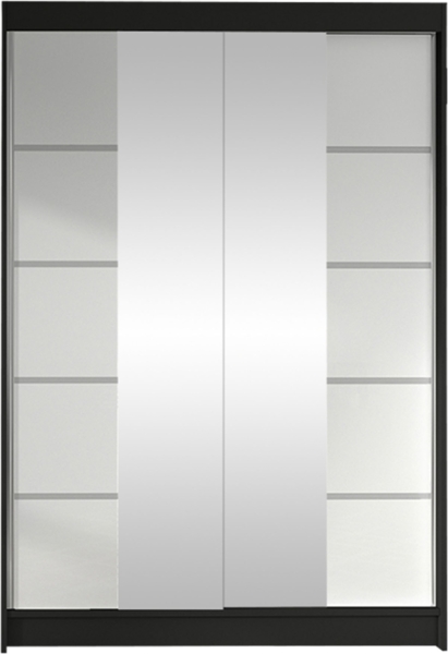 Kleiderschrank Lino V, ohne Beleuchtung, Farbe: Schwarz / Weiß