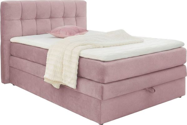 Jockenhöfer Gruppe Boxspringbett Amy im Bezugsstoff: Samtoptik, mit Bettkasten und Kaltschaum-Topper, erhältlich in 120, 140 & 180cm