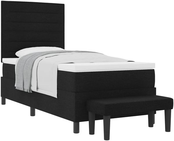 vidaXL Boxspringbett mit Kopfteil Schwarz 90 x 190 cm Stoff 3343955
