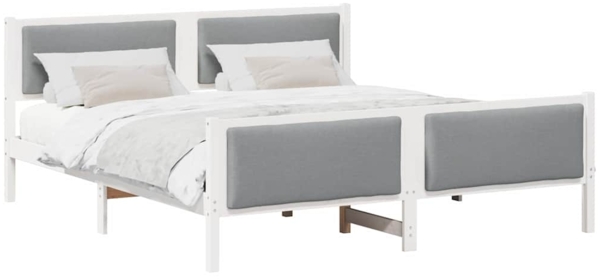 vidaXL Bettrahmen mit Kopfteil Hellgrau 200 x 200 cm Stoff 3394247 Bild 2