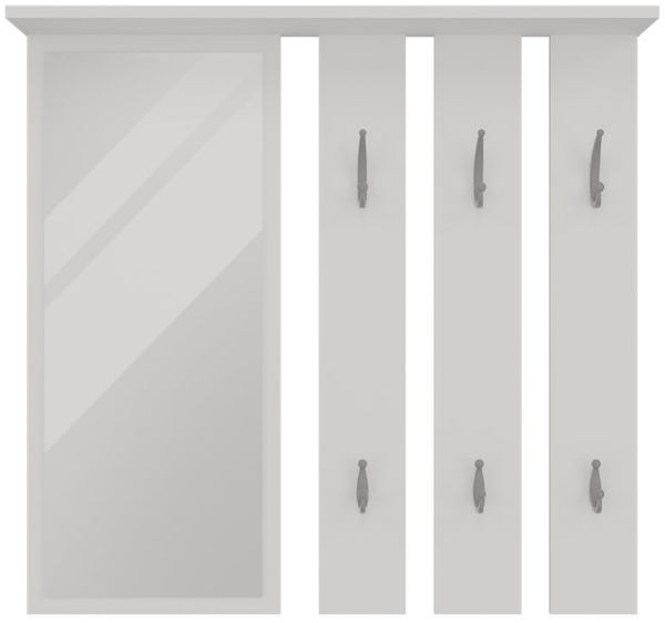 Raumhirsch Furniture Wandgarderobe mit Spiegel, Garderoben-Set, Flurgarderobe (Maße 85 x 15 x 82 cm, 6 Haken), verschiedene Farbvarianten, Hochwertig & stabil