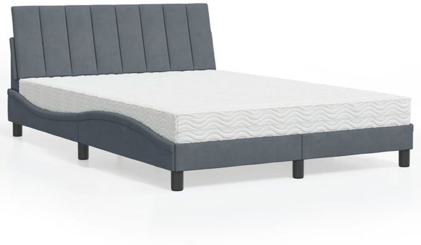 vidaXL Bett mit Matratze "Hanko" Dunkelgrau 140x200 cm Samt 3208599