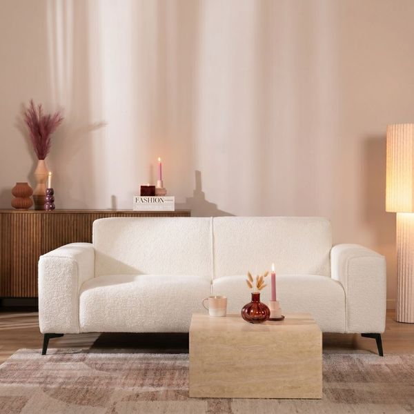 Bronx71 Bouclé Sofa Vegas 2,5-Sitzer weiß