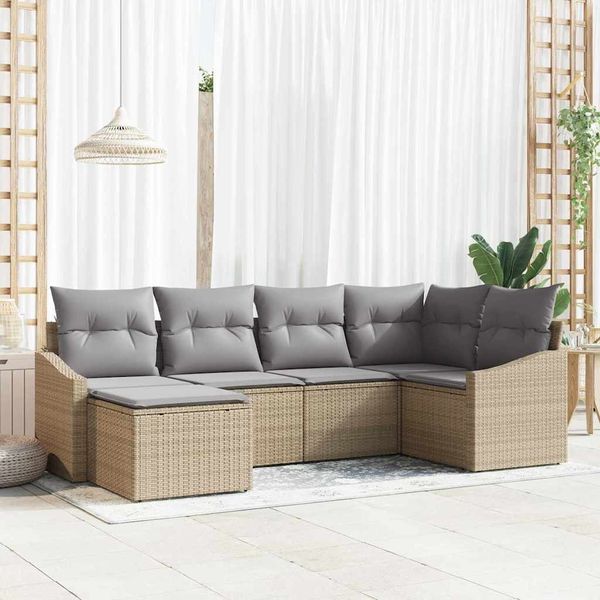 vidaXL Garten Essgruppe mit Kissen 6 pcs Beige und Hellgrau 3355459
