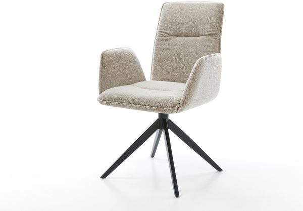 Drehstuhl Vinja-Flex Webstoff Soft Beige Kreuzgestell breit Schwarz 360° drehbar Wippfunktion
