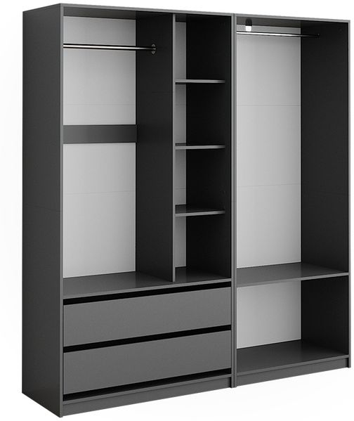 Kleiderschrank Elmo Anthrazit 180 x 200 cm 2er Set Vicco