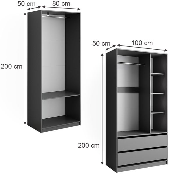 Kleiderschrank Elmo Anthrazit 180 x 200 cm 2er Set Vicco Bild 3