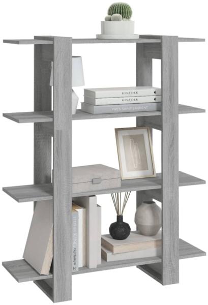 vidaXL Bücherregal/Raumteiler Grau Sonoma 100x30x123,5 cm 813564