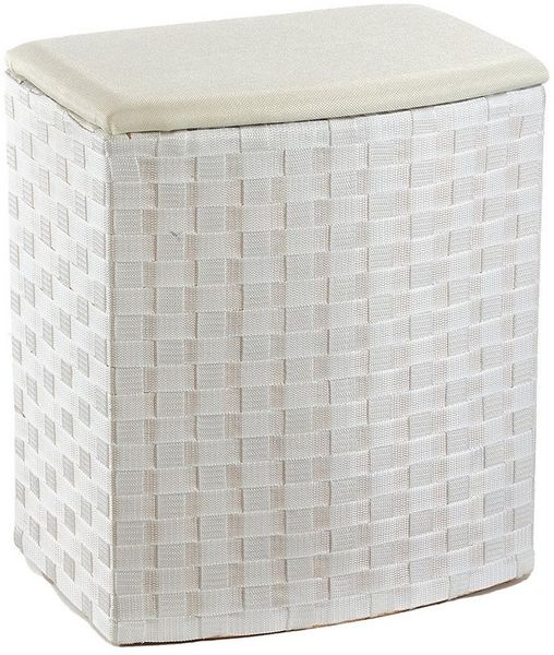 Kobolo Wäschesortierer Wäschebehälter Wäschesammler - Nylon - beige weiß (Stück, mit Deckel), 45x33x53 cm