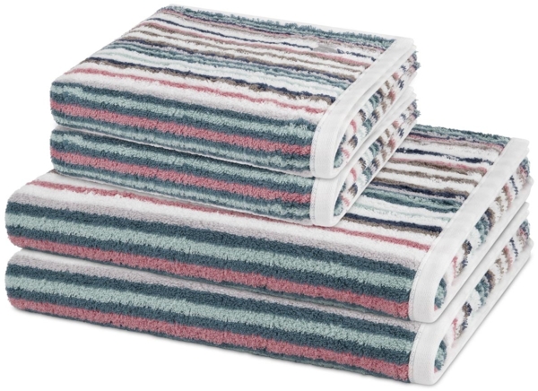 Ross Vita 4 tlg. Frottier-Set - 2 X Handtuch (50 X 100cm), 2 X Duschtuch (70 X 140cm) - 520 - Dunkelgrün / blau