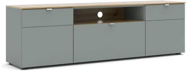 Lowboard >Bari< in Schilf grün, Spannplatte, MDF - 180x55x41cm (BxHxT)