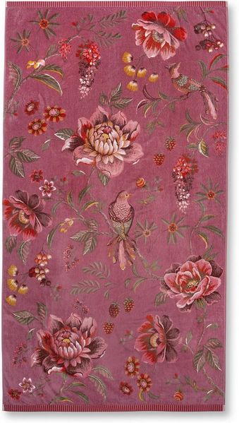PIP Studio Family Strandtuch Liegetuch 100x180 Secret Garden Pink Blumen Vögel