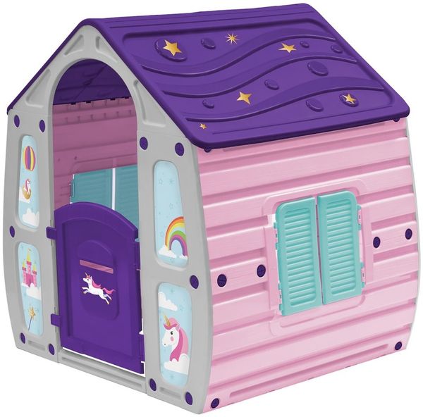 Chipolino Kinderspielhaus Magical Einhorn Türe, Fensterläden, Zaun, Aufkleber lila