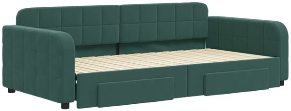 vidaXL Tagesbett Ausziehbar mit Schubladen Dunkelgrün 100x200 cm Samt 3196986 Bild 3