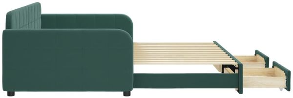 vidaXL Tagesbett Ausziehbar mit Schubladen Dunkelgrün 100x200 cm Samt 3196986 Bild 4